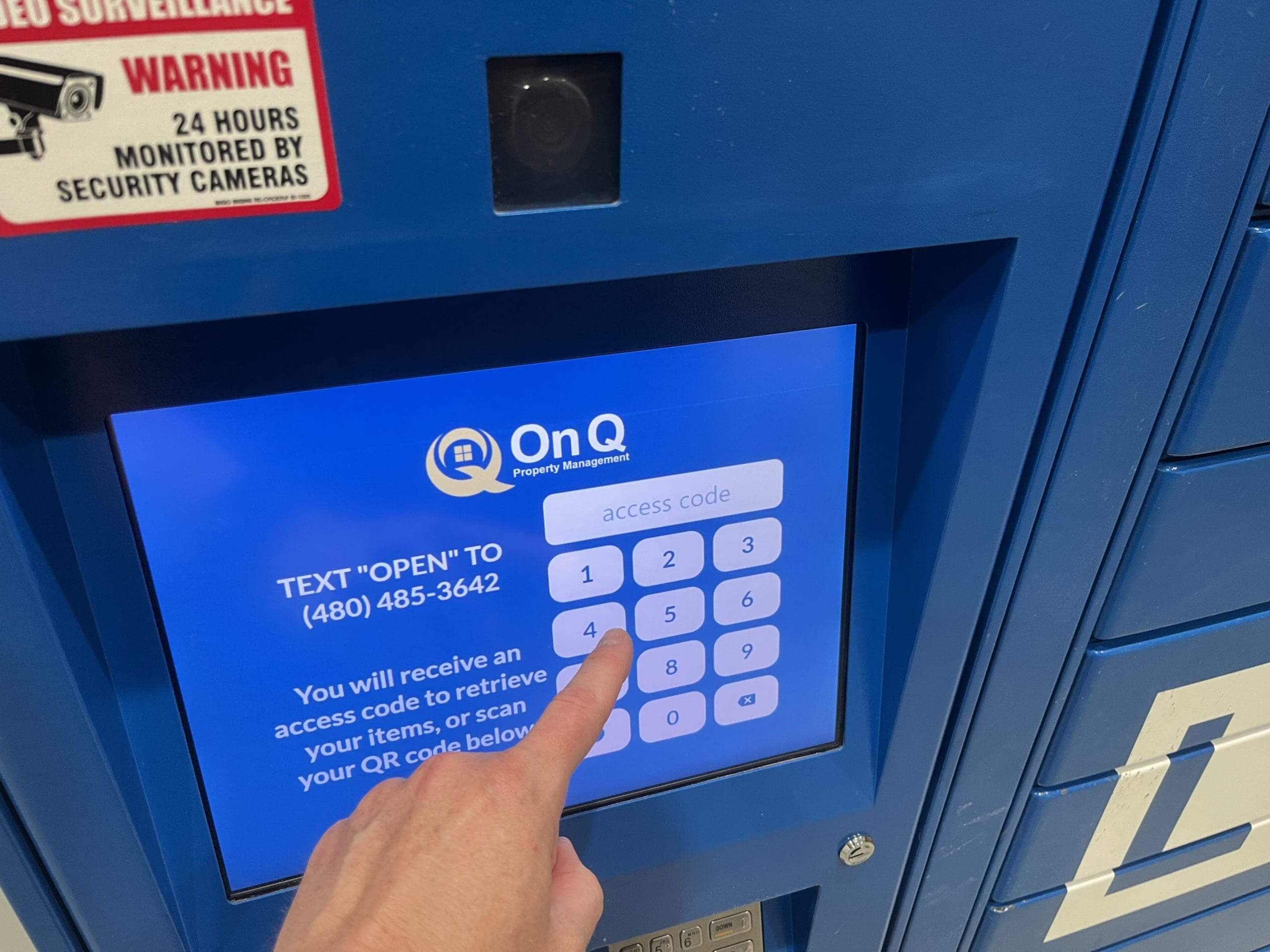 On Q Locker touch screen keypad