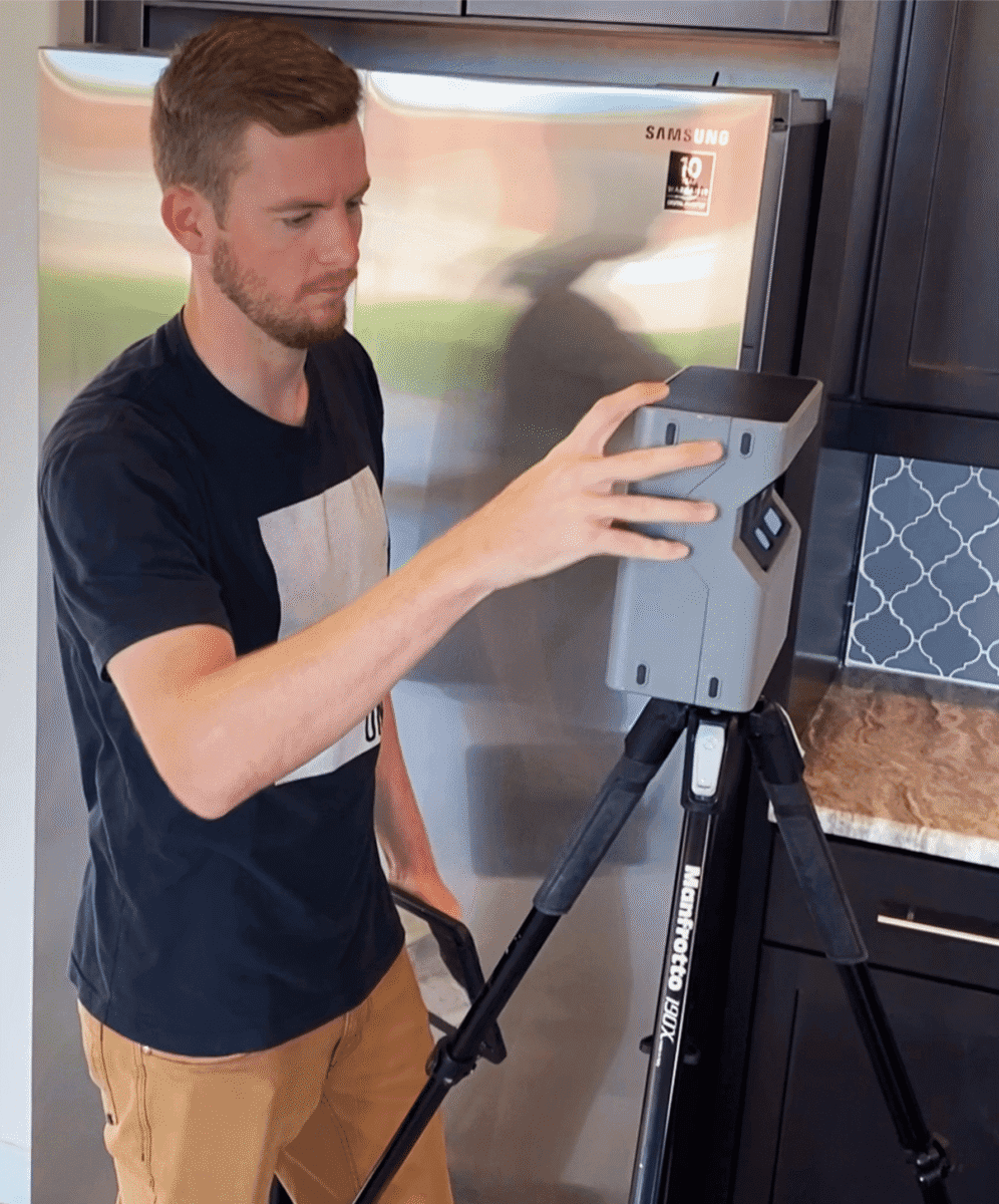 On Q field service representative performing a property assessment